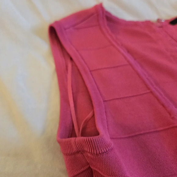 Pink Tartan | Hot Pink Fit & Flare Pleated Sleeveless Dress | Size S - Picture 7 of 10
